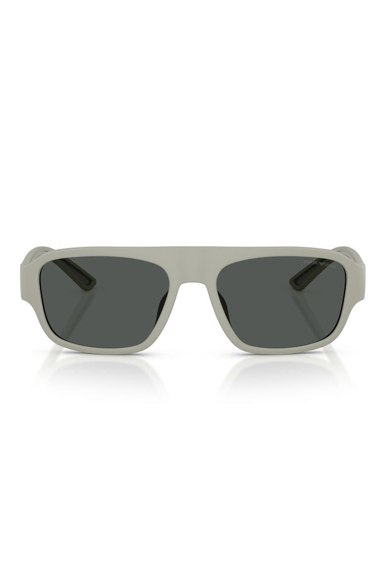 55mm Rectangle Sunglasses, Main, color, RUBBERIZED MATTE GREY / GREY