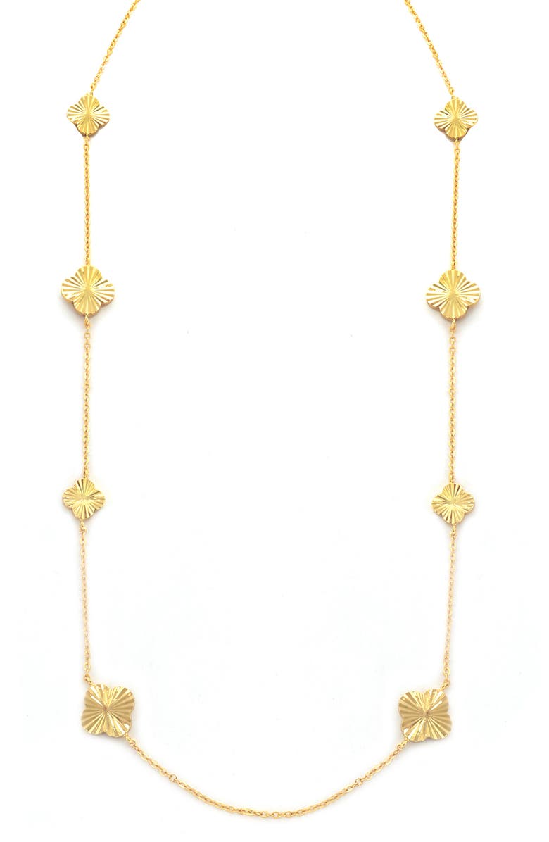 Panacea Clover Station Chain Necklace, Main, color, Gold