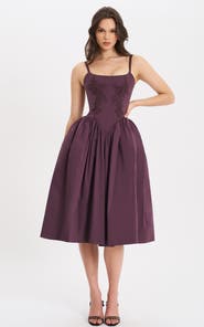 Miss Circle Oakleigh Cotton Lace-up Back Midi Dress