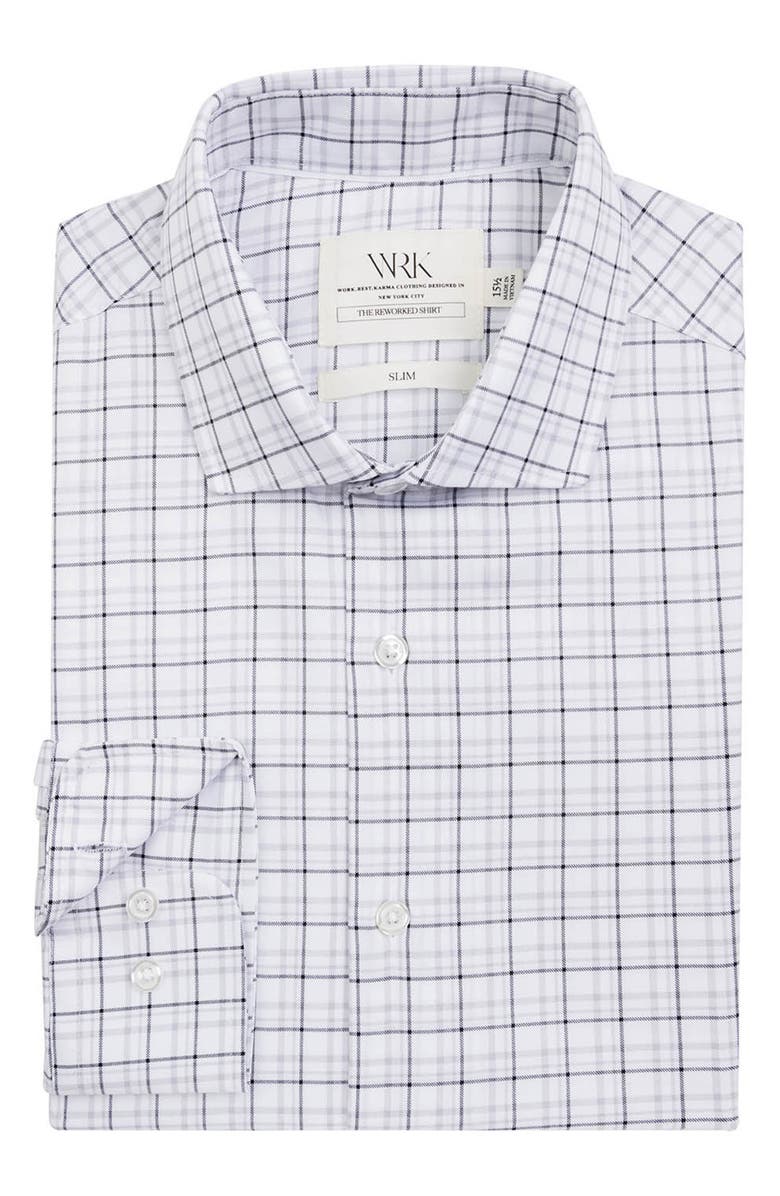 W.R.K Slim Fit Plaid Reworked Dress Shirt, Alternate, color, White/ Grey