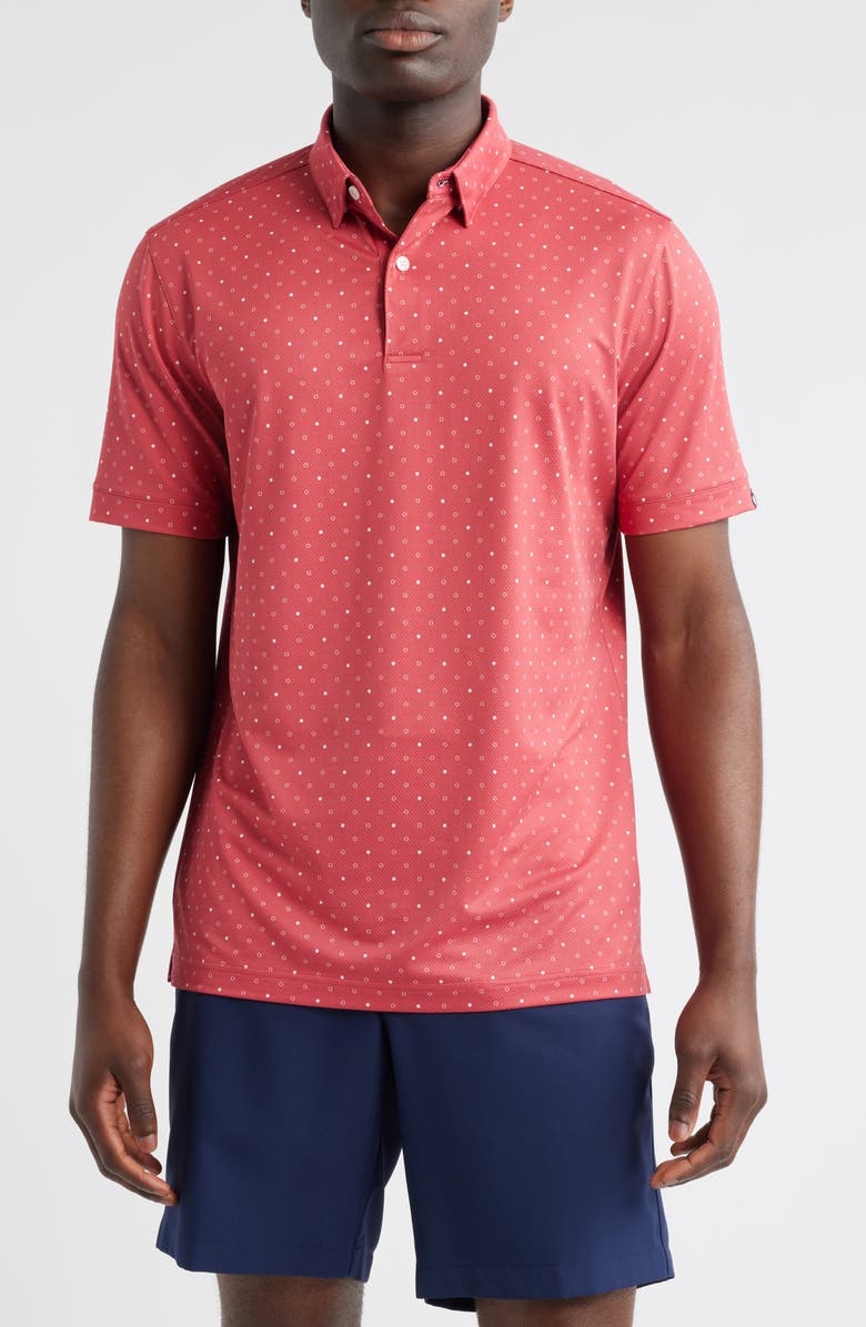 Mizzen+Main Halyard Trim Fit Dot Print Polo, Main, color, Red Clay Dot
