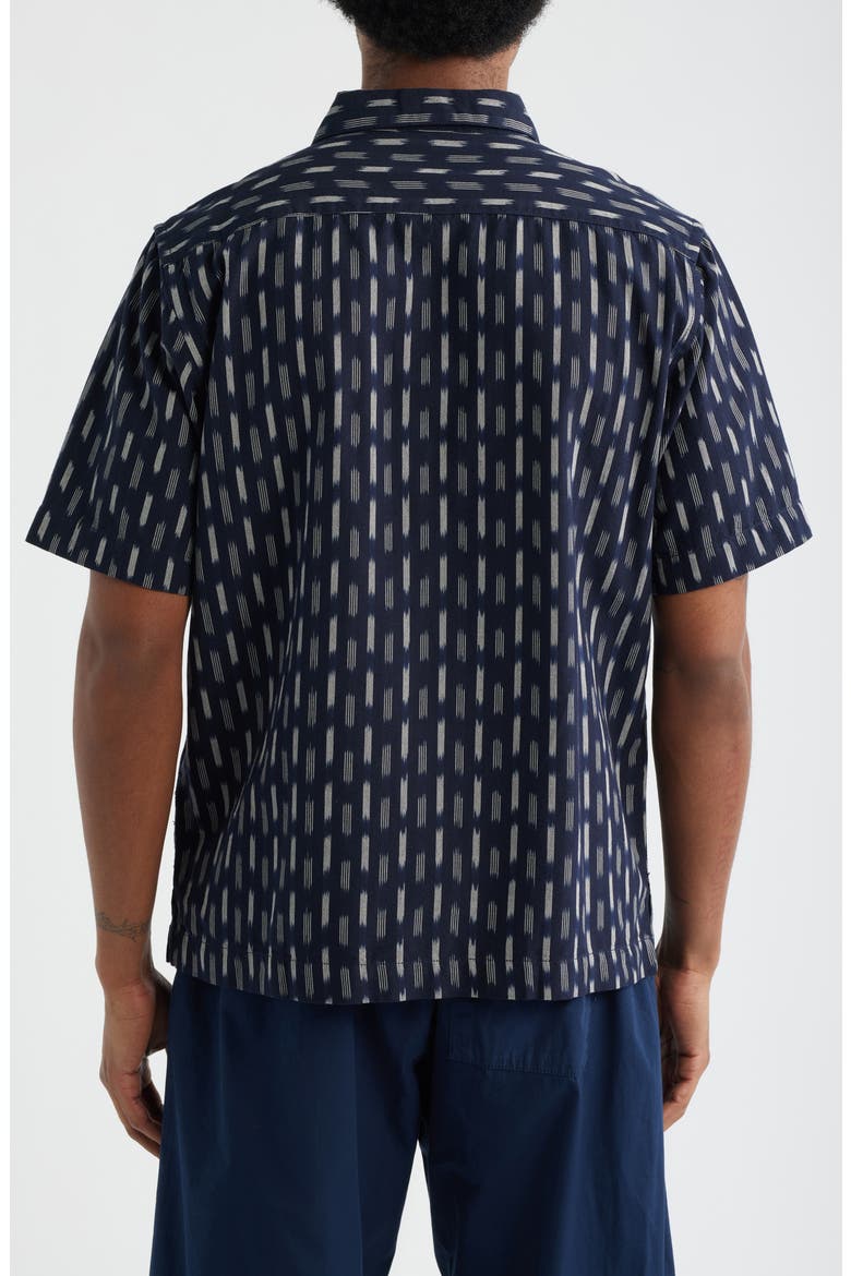 Ikat Short Sleeve Button-Up Shirt, Alternate, color, NAVY