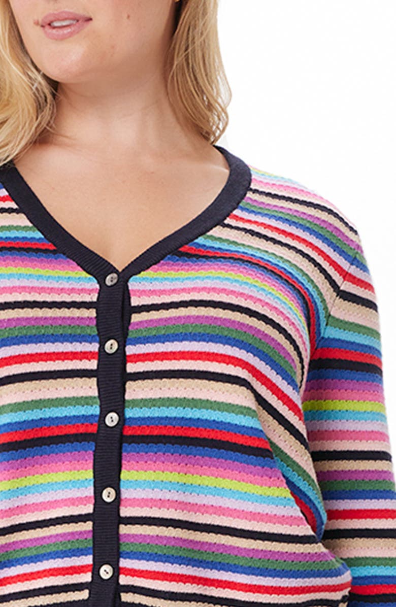 MINNIE ROSE Weekend Stripe Cotton & Cashmere Cardigan, Alternate, color, 