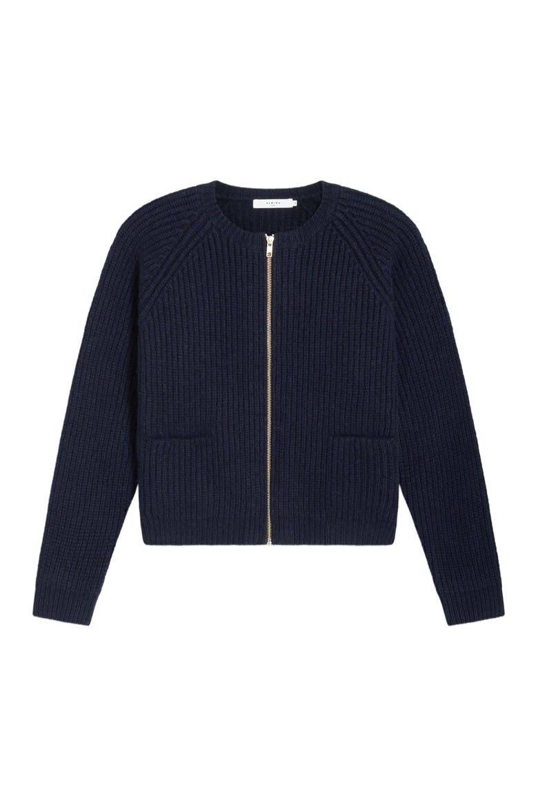 Knit Zip Up Cardigan, Alternate, color, Navy