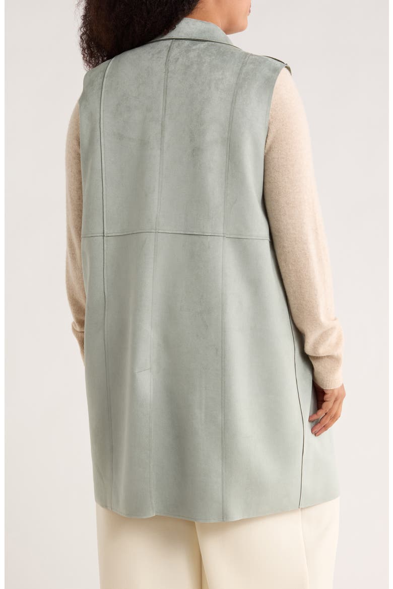 Faux Suede Notch Lapel Vest, Alternate, color, FRESCO SAGE