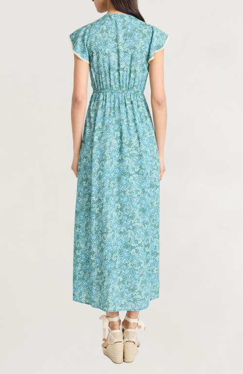 The Good Journey Flutter Sleeve Maxi Dress In Blue