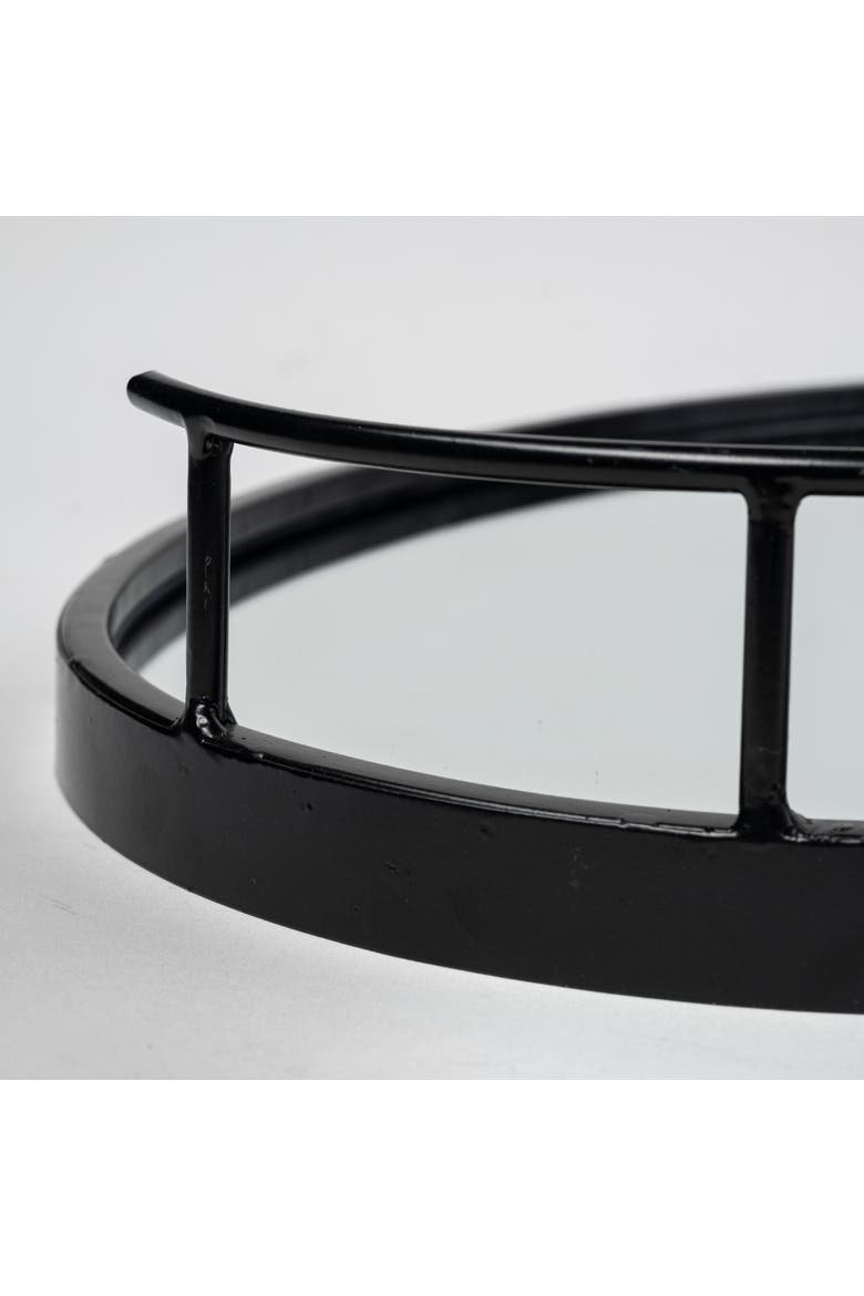 Ansel Metal Mirrored Bottom Oval Serving Tray, Alternate, color, Black