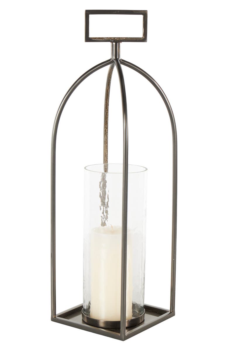 VIVIAN LUNE HOME Metal Candle Lantern, Main, color, Silver