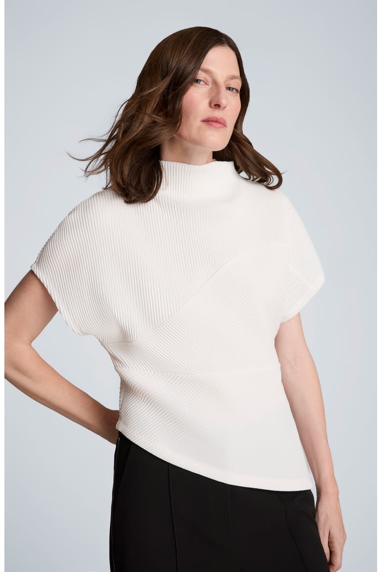 Asymmetric Mock Neck Rib Knit Top, Alternate, color, FEATHER WHITE