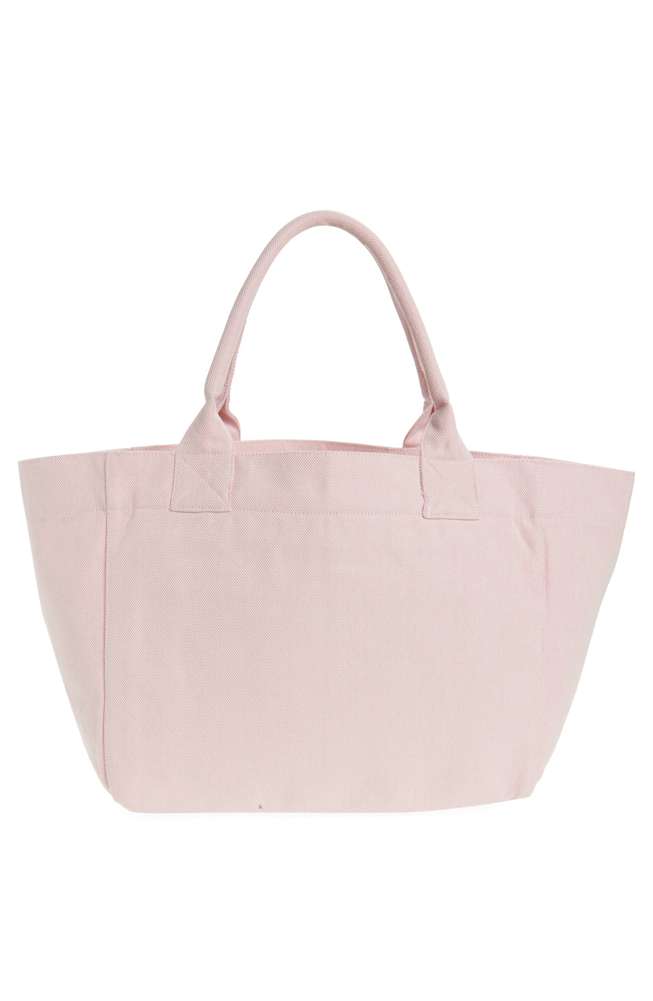 Ganni Medium Trapeze Canvas Shopper Bag, Alternate, color, Egret