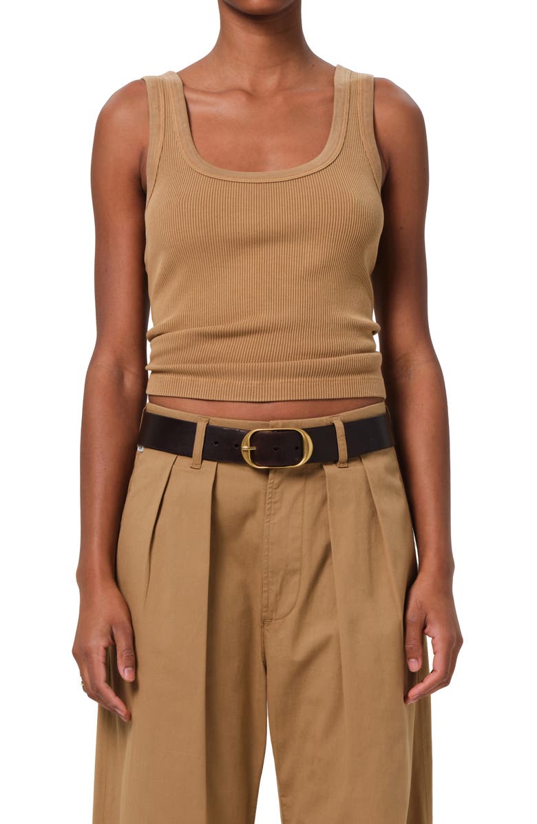 Citizens of Humanity Faye Rib Organic Cotton Blend Crop Tank, Main, color, Marcona