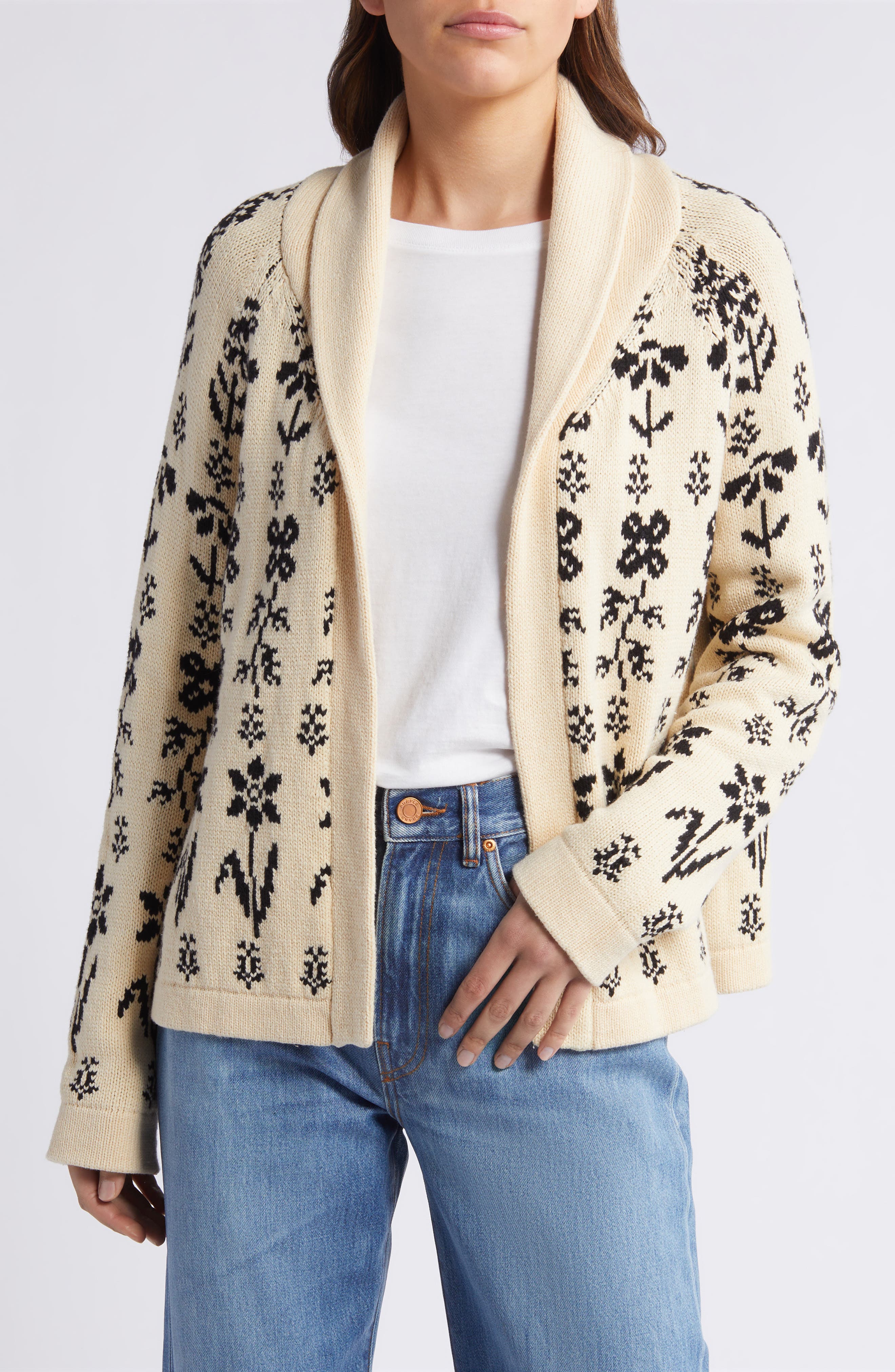 THE GREAT. shawl collar sweater Nordstrom Anniversary Sale 2026 front
