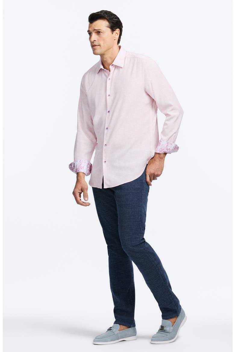 Angola Faded Plaid & Floral Button-Up Shirt, Alternate, color, PINK