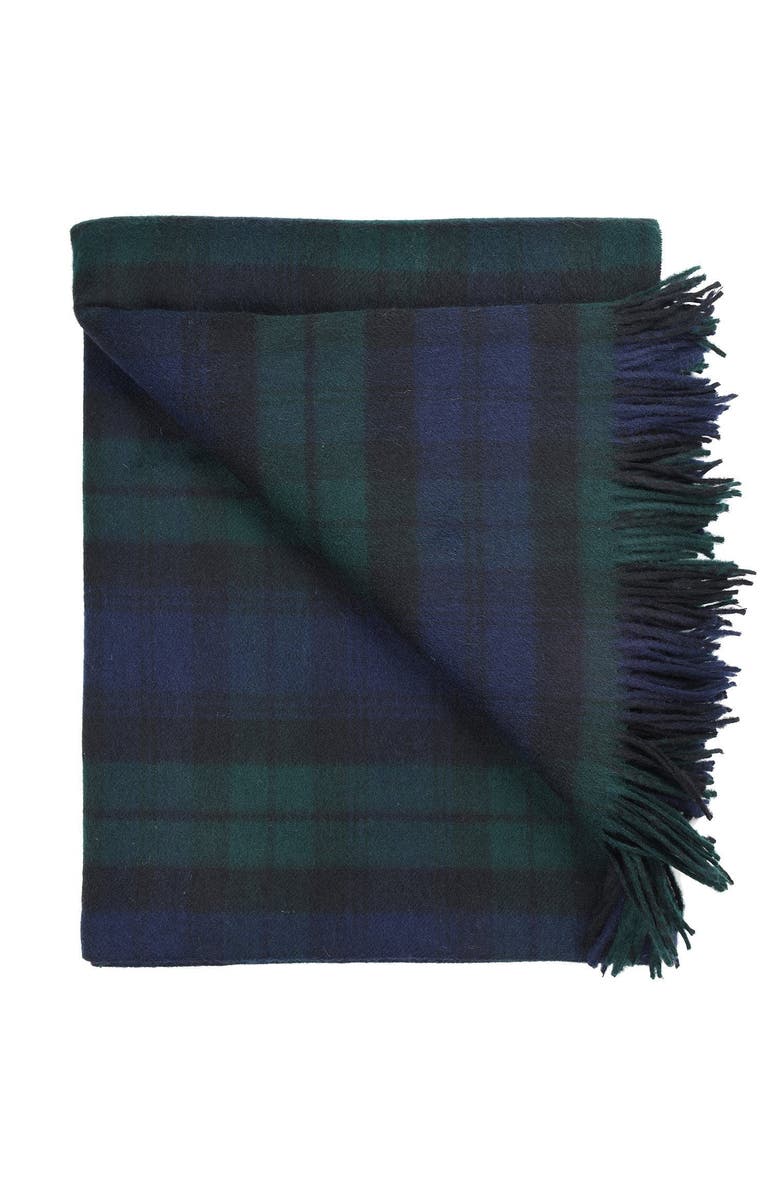 Prince of Scots Highland Tartan Tweed Merino Wool Throw, Alternate, color, Black Watch