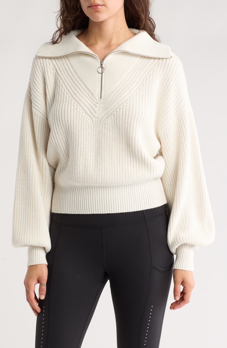 Sweaty Betty Modern Cotton & Wool Half Zip Sweater, Main, color, 