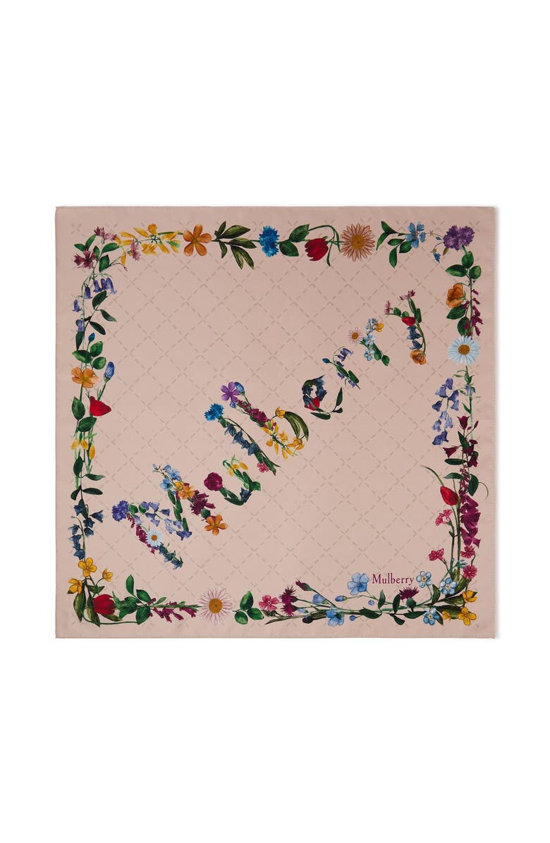 Mulberry Silk Wild Floral Square Scarf, Main, color, Blossom Pink