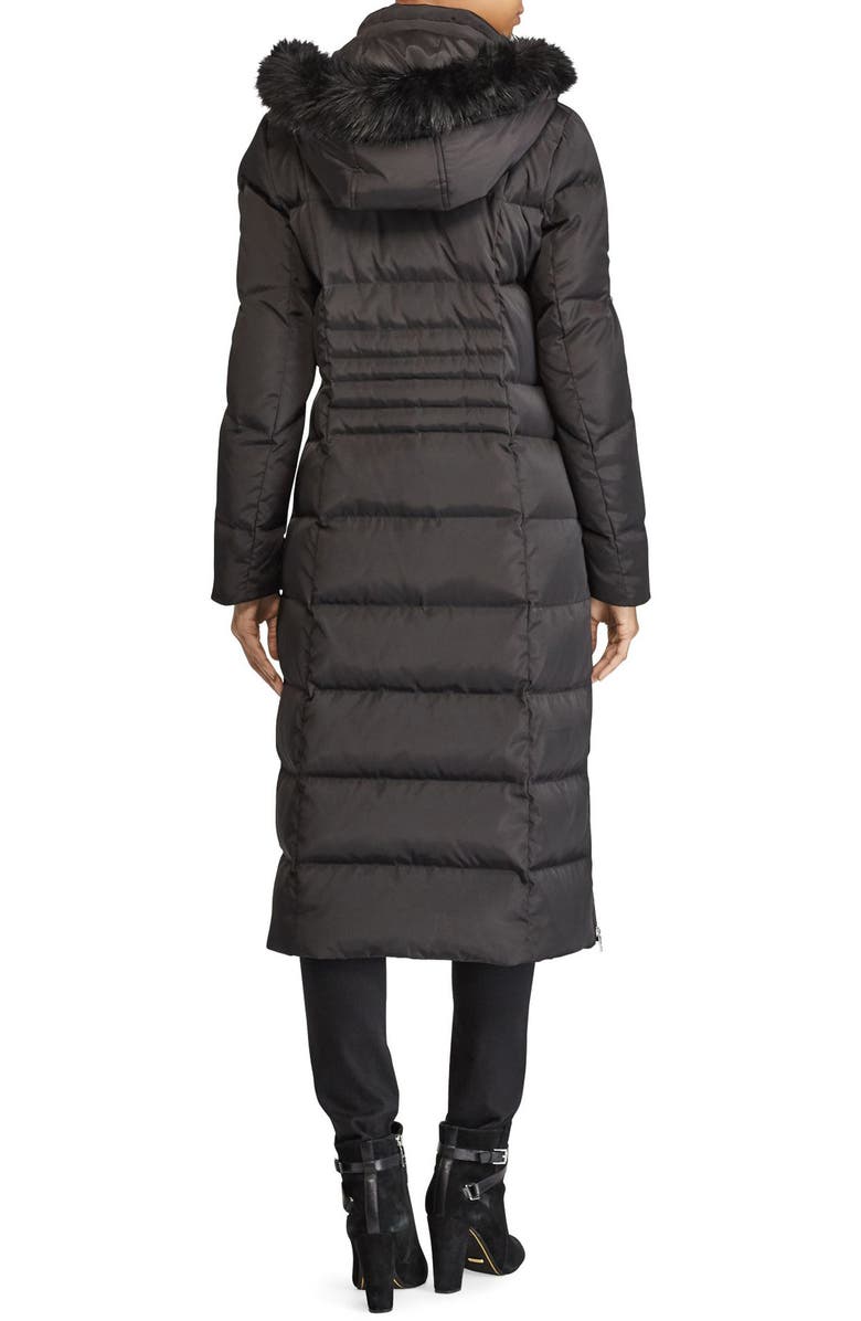 Lauren Ralph Lauren Faux Fur Trim Down & Feather Fill Maxi Coat, Alternate, color, 