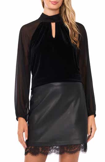 Vince Camuto Sheer Sleeve Velvet Top