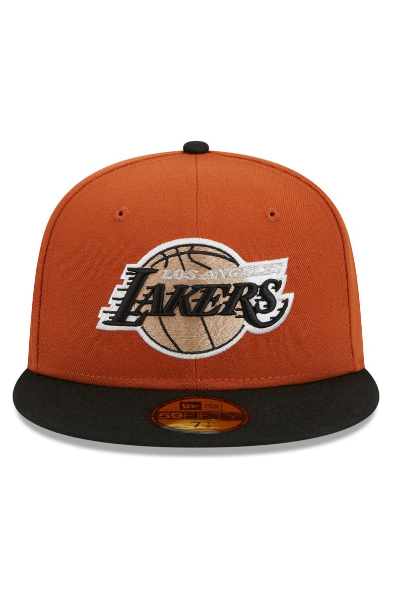 New Era Men's New Era Rust/Black Los Angeles Lakers Two-Tone 59FIFTY Fitted Hat, Alternate, color, 