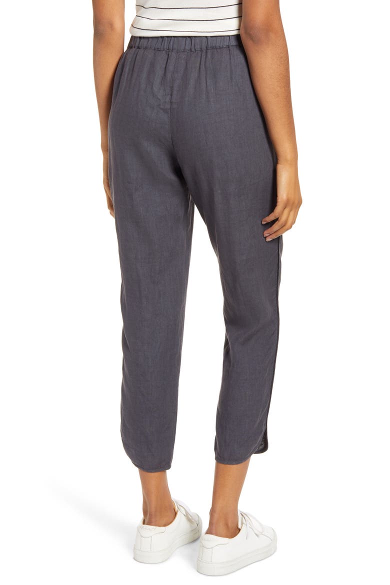 Tulip Hem Linen Pants, Alternate, color, GREY EBONY