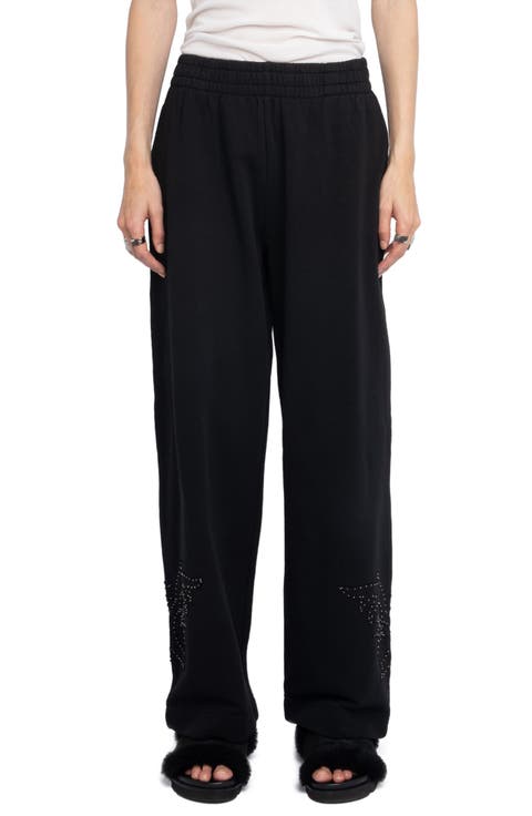 Clem Mo Patch Stud Cotton Wide Leg Sweatpants