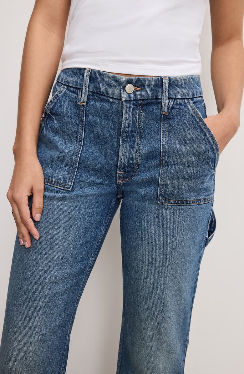 Good American Good Icon High Waist Straight Leg Carpenter Jeans, Alternate, color, 