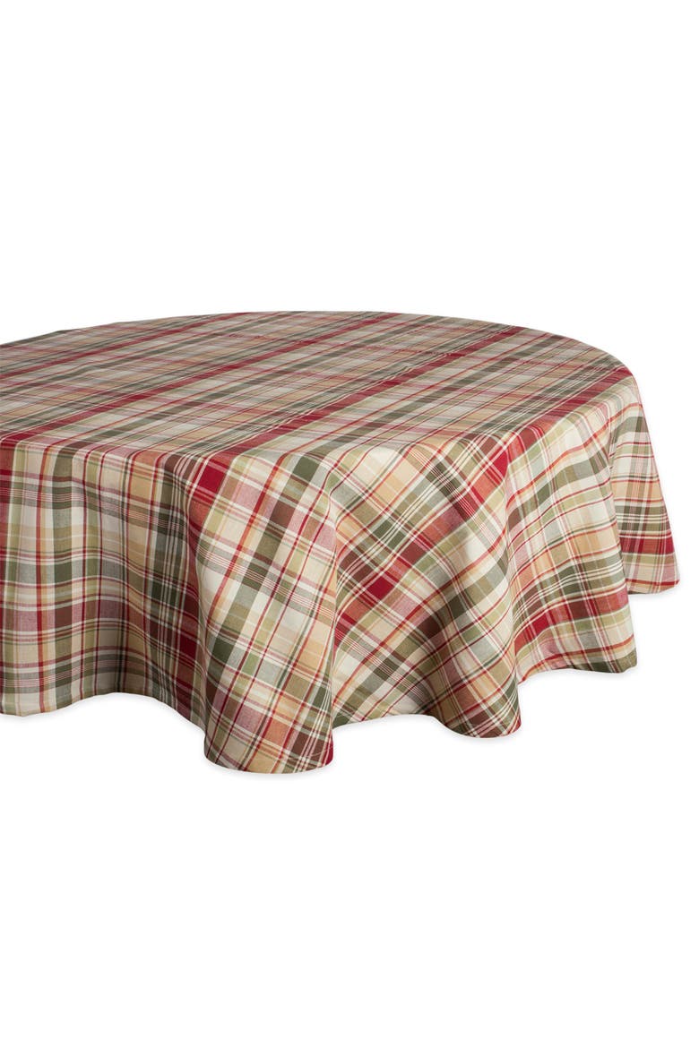 Give Thanks Plaid Tablecloth 70 Round, Main, color, Give Thanks