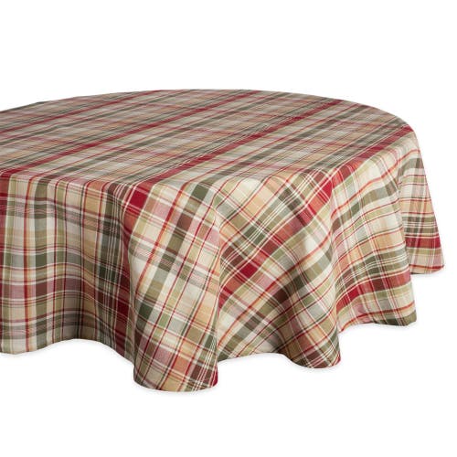 Dii Give Thanks Plaid Tablecloth 70 Round In Brown