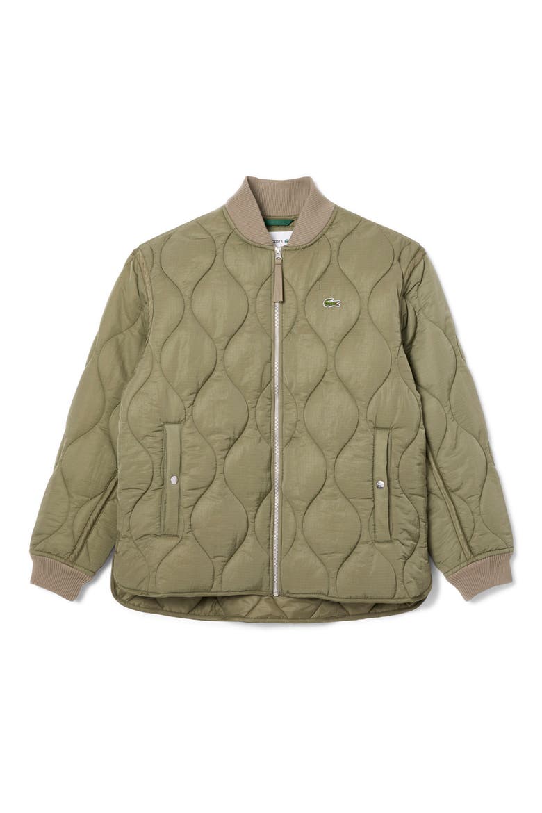 Water Repellent Quilted Bomber Jacket, Alternate, color, KHAKI
