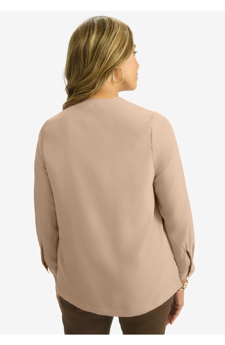 Jessica London Button-Front Chest Pocket Blouse, Alternate, color, New Khaki