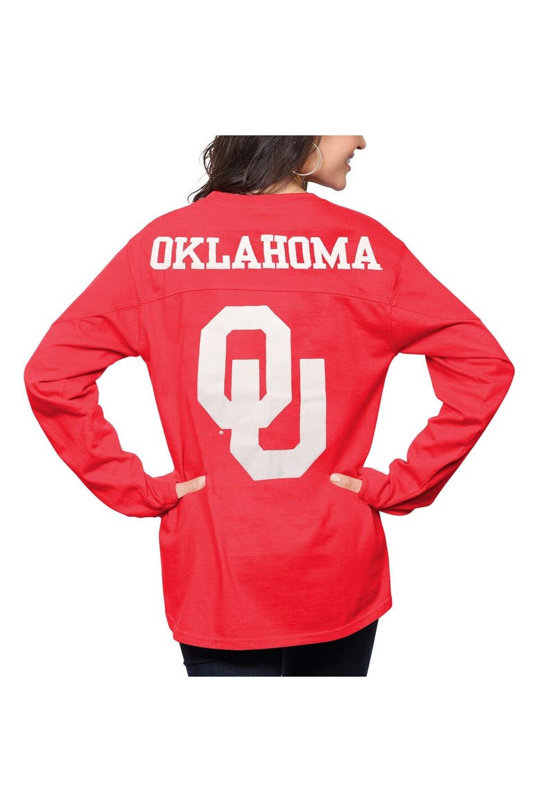 Women's Pressbox Crimson Oklahoma Sooners The Big Shirt Oversized Long Sleeve T-Shirt, Main, color, Crimson