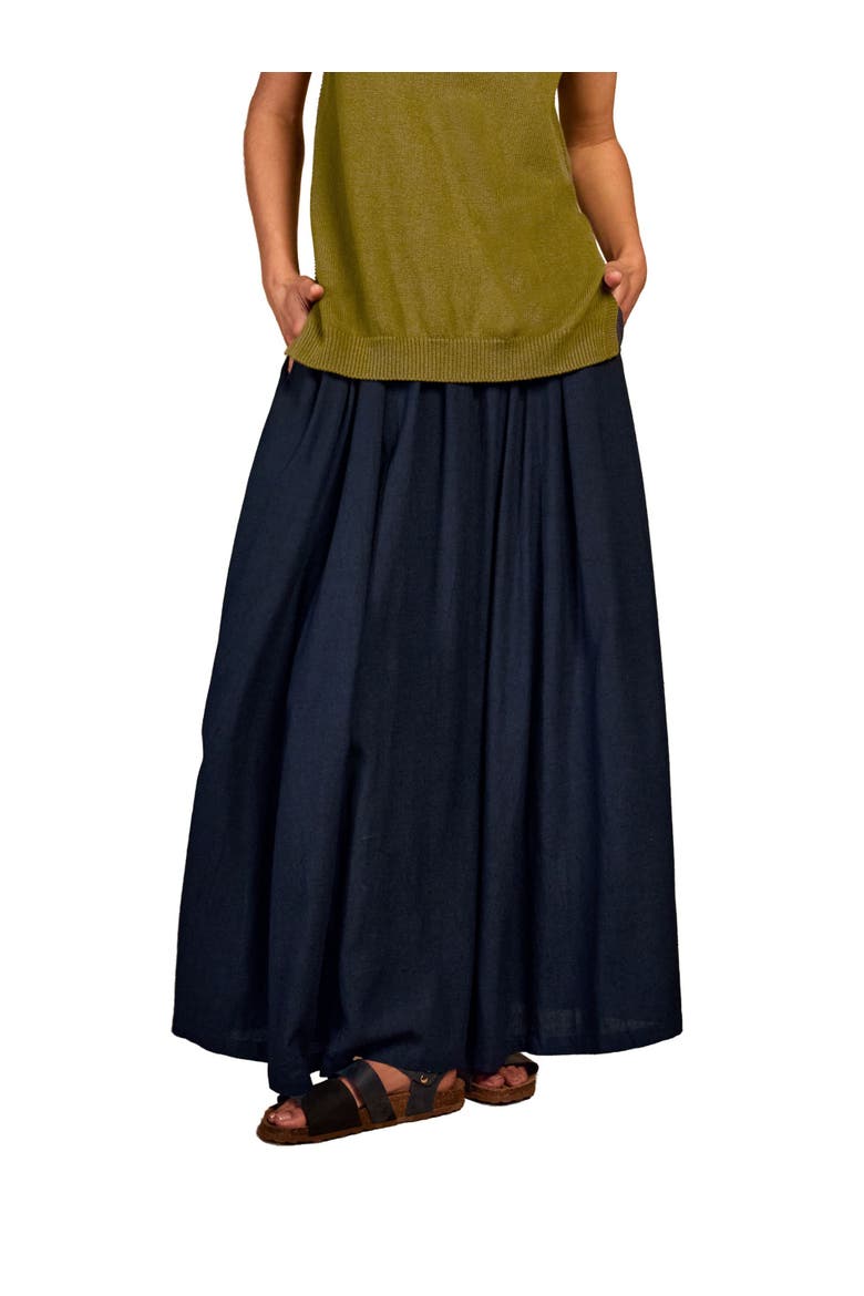 Mid Rise Linen-Blend Maxi Skirt, Main, color, Dark Navy