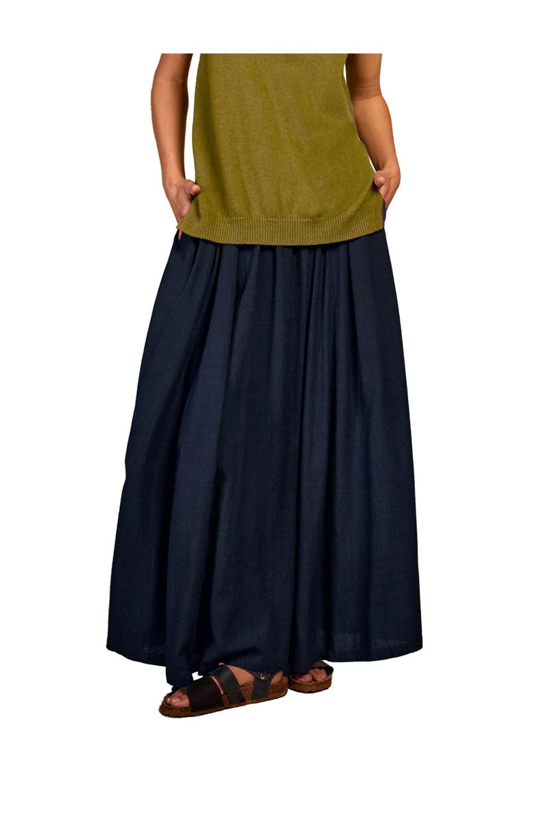 Celtic & Co. Mid Rise Linen-Blend Maxi Skirt, Main, color, Dark Navy