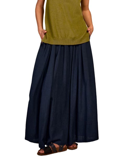 Mid Rise Linen-Blend Maxi Skirt