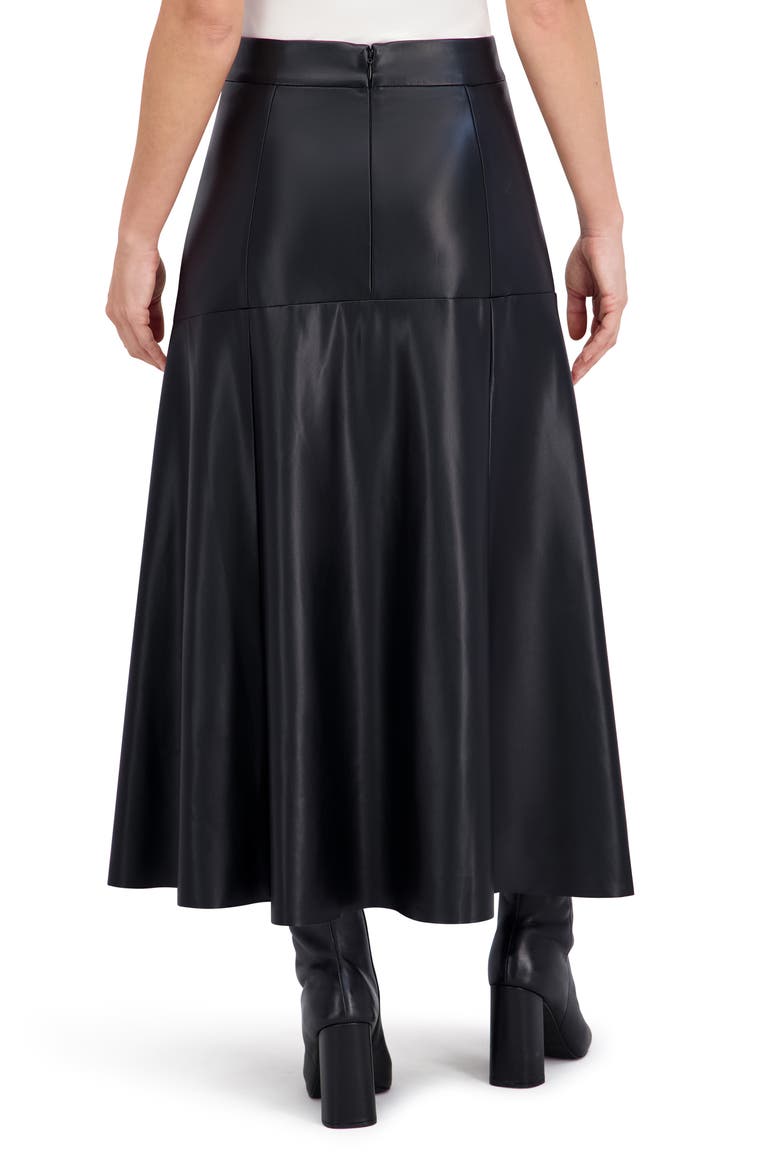 Supersoft Geo Stitch Faux Leather Maxi Skirt, Alternate, color, BLACK