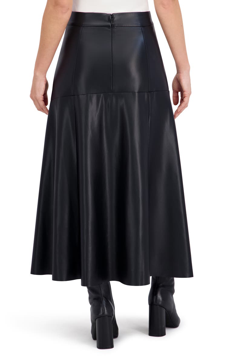 Ookie & Lala Supersoft Geo Stitch Faux Leather Maxi Skirt, Alternate, color, Black