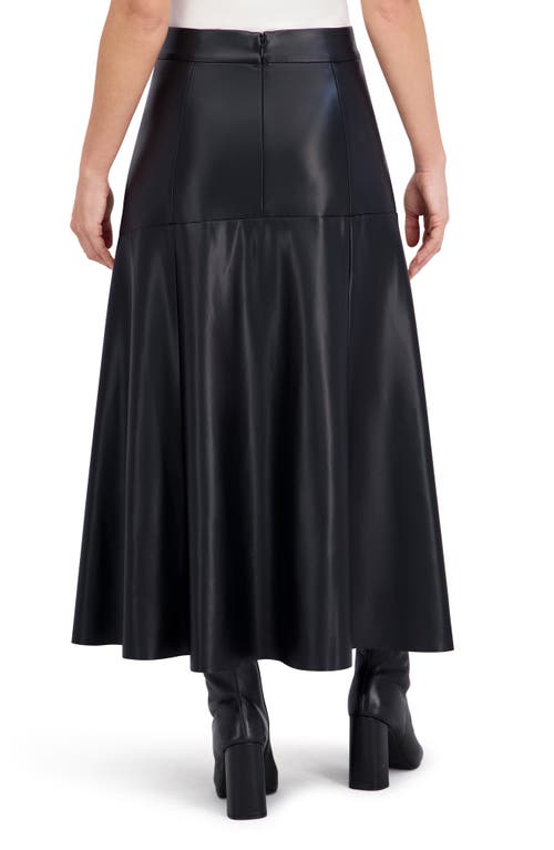 Ookie & Lala Supersoft Geo Stitch Faux Leather Maxi Skirt In Black