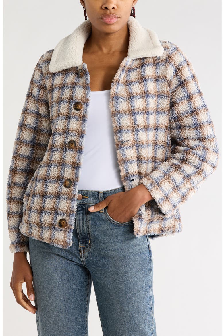 Reversible Faux Shearling Collar Denim Jacket, Alternate, color, MEDIUM INDIGO