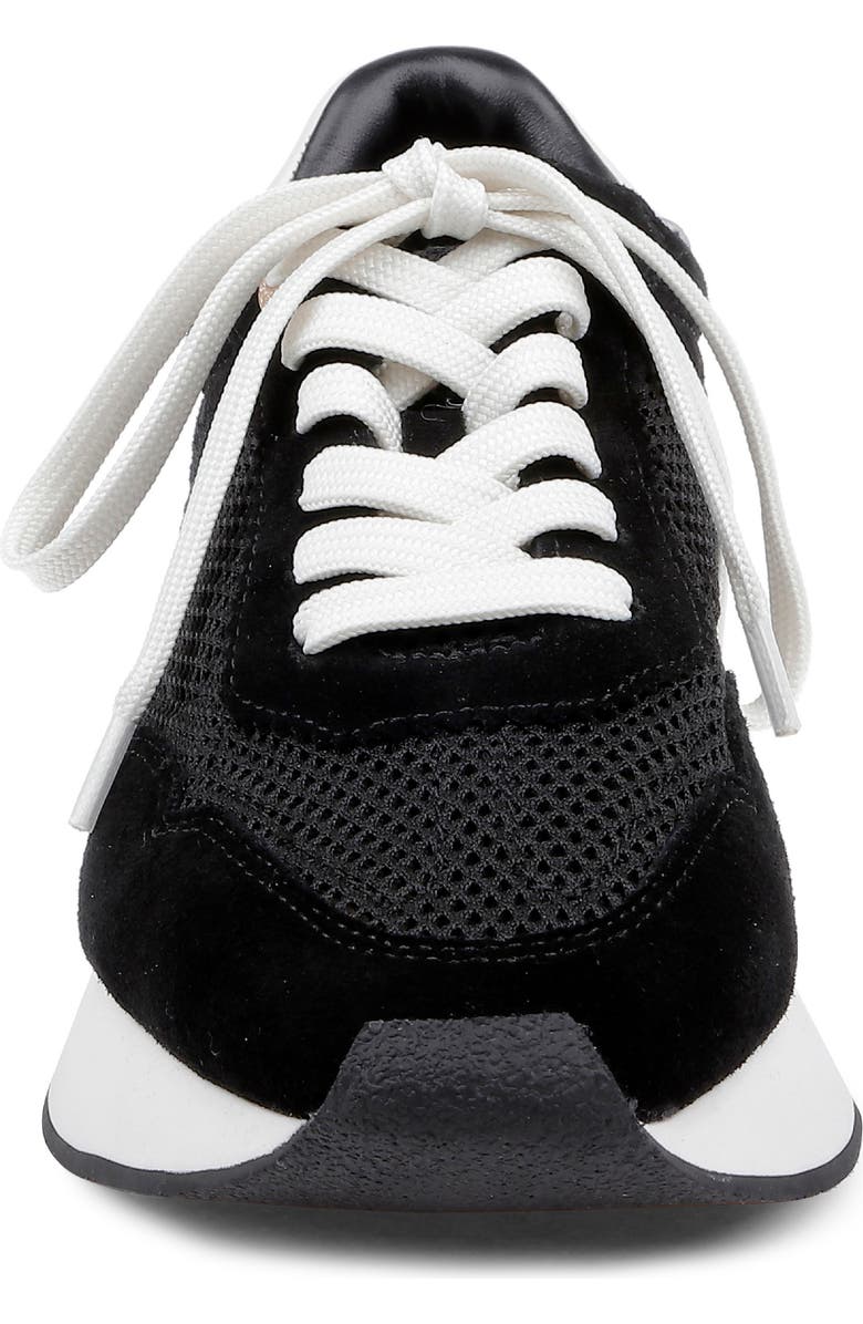 L'AGENCE Deepa Mixed Media Running Sneaker, Alternate, color, Black Suede