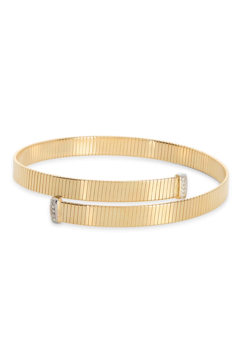 Diamond Ribbed Cuff Bracelet, Main, color, YELLOW GOLD