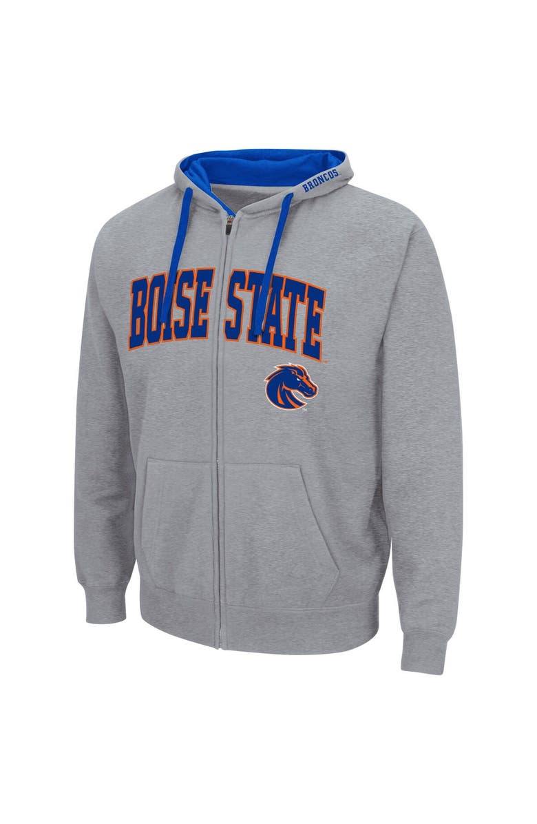 COLOSSEUM Men's Colosseum Heathered Gray Boise State Broncos Arch & Logo 2.0 Full-Zip Hoodie, Alternate, color,