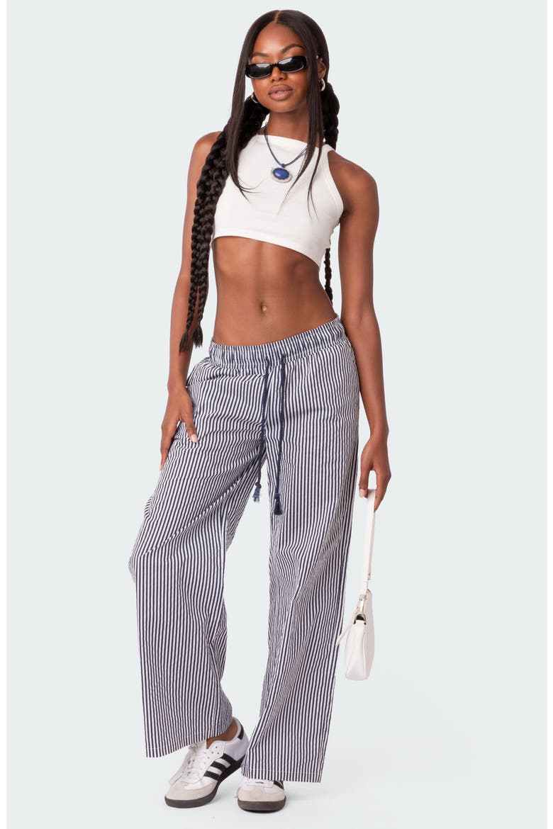 Seaside Stripe Wide Leg Drawstring Pants, Alternate, color, NAVY MIX
