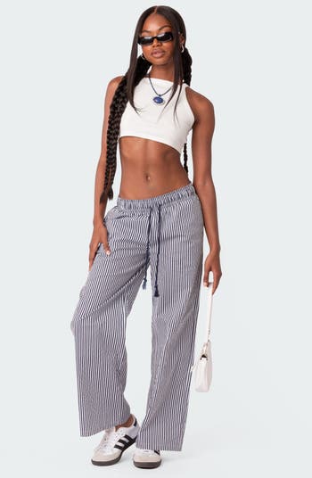 Seaside Stripe Wide Leg Drawstring Pants