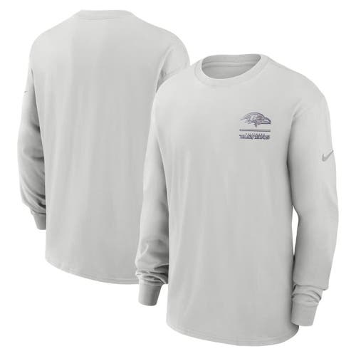 Nike Gray Baltimore Ravens Essential Heavy Max90 Long Sleeve T-shirt In Gray