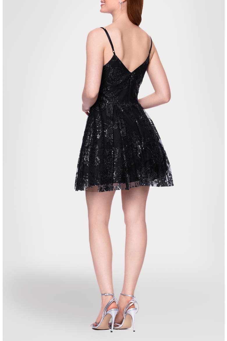 Glitter Mesh Sleeveless Party Minidress, Alternate, color, BLACK