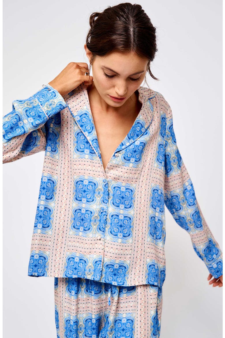 Avery Printed Pajama Top, Alternate, color, BLUE