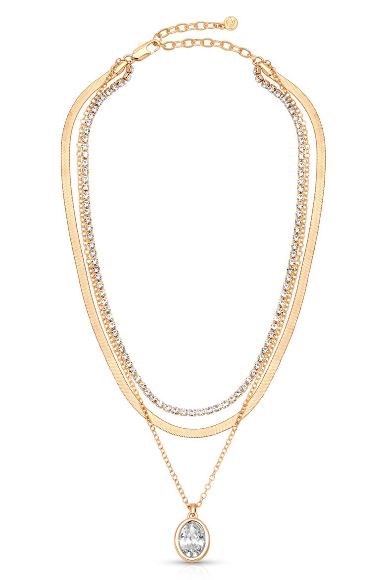 Divine Cubic Zirconia Layered Necklace, Alternate, color, GOLD