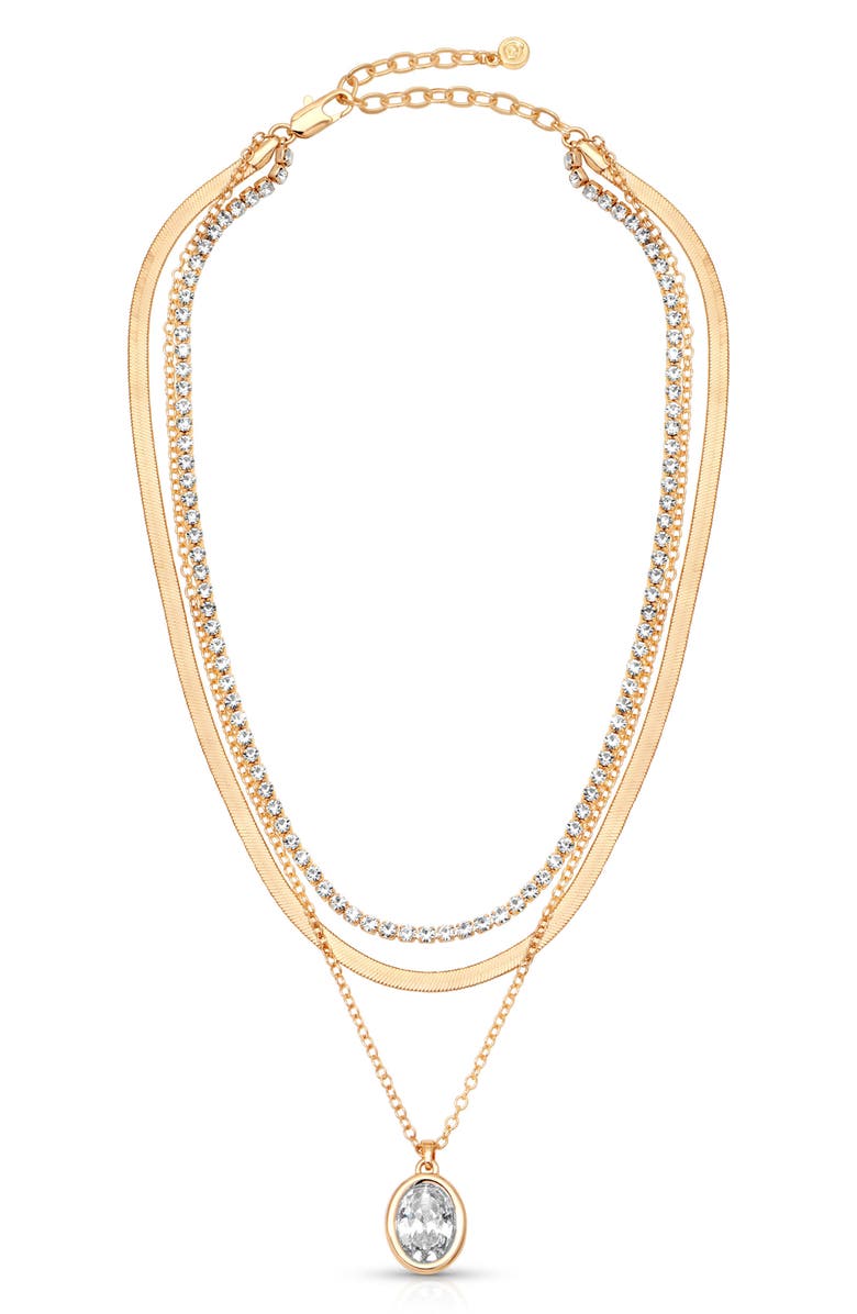 Ettika Divine Cubic Zirconia Layered Necklace, Alternate, color, Gold