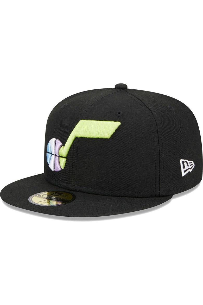 Men's New Era Black Utah Jazz Color Pack 59FIFTY Fitted Hat, Alternate, color, Black