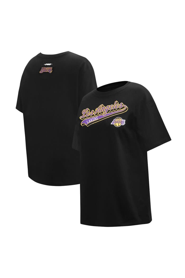 Women's Pro Standard Black Los Angeles Lakers Script Boyfriend T-Shirt, Main, color, Black